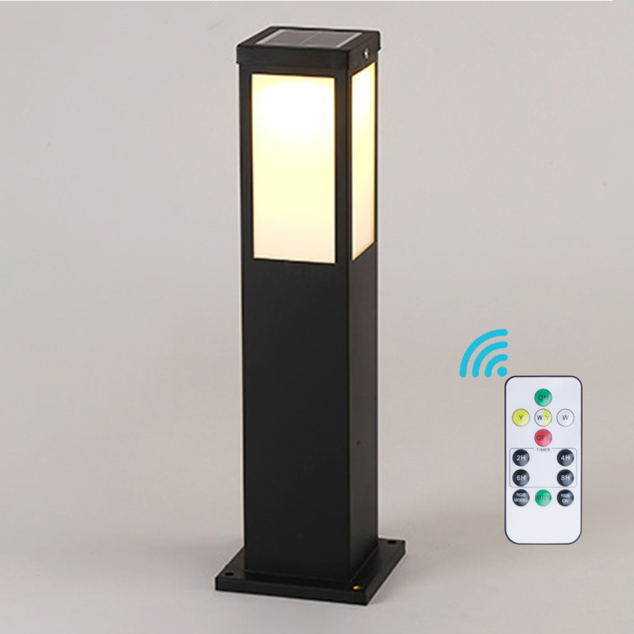 Modern IP65 LED Bollard Light Outdoor Solar Garden Post Lamp Warm White CCT Aluminum Glass for Landscape Decorative Pathway Lawn