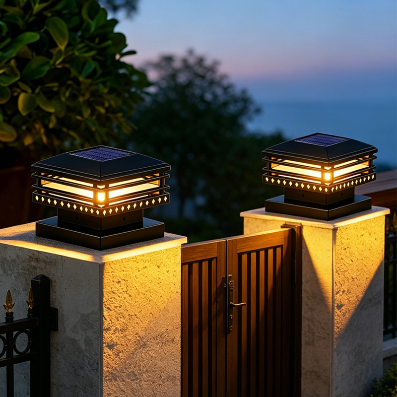 Solar Post Top Light Waterproof LED Fence Post Cap Light Warm White Pillar Lamp for Outdoor Garden Yard Patio Deck Decoration