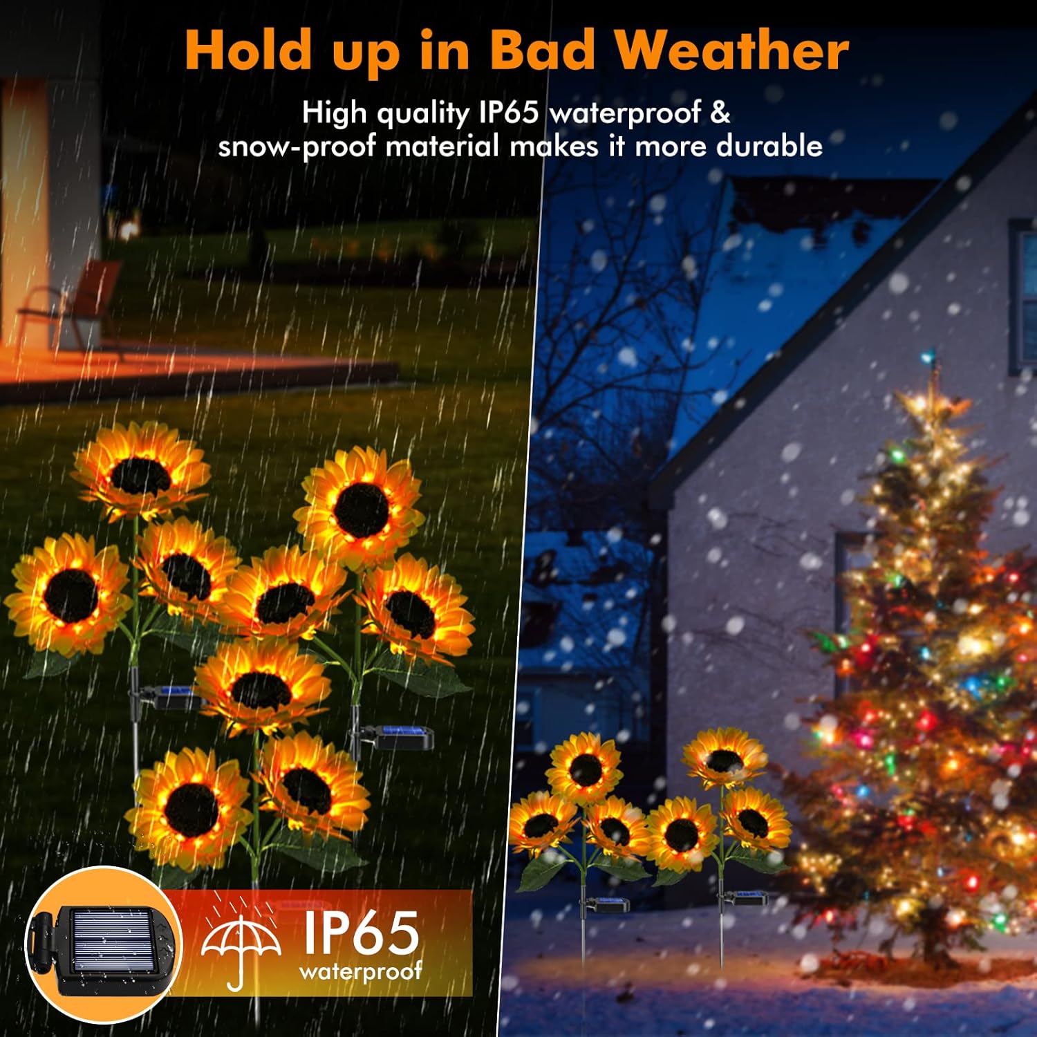 Solar Sunflower Lights Garden Light Flowers Outdoor Waterproof Solar Stake Lights for Back Yard Pathway Patio