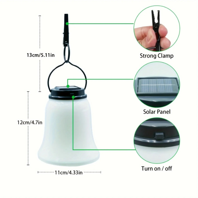 Solar Outdoor Hanging Lanterns Bell-Shaped Solar Lights for Patio Garden Pathway Decoration Flame Lamp