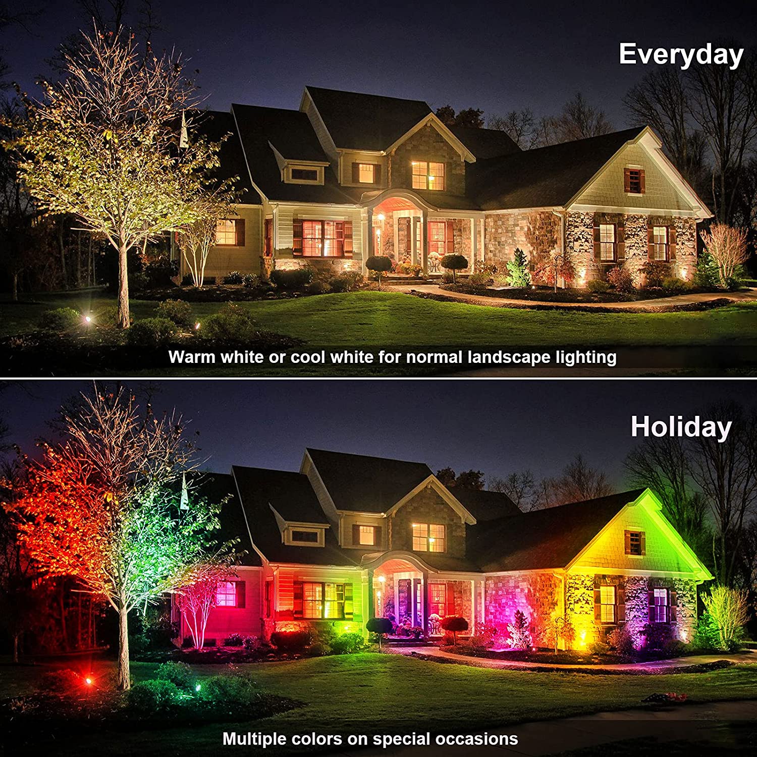 Energy Saving Outdoor Solar Power Landscape Spotlight 12W Waterproof IP65 RGBW