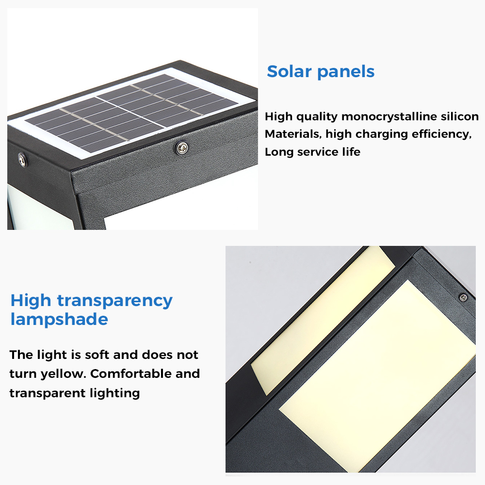 Wholesale Landscape Outdoor Steel Cuboid Solar Bollard Light IP65 Waterproof LED Auto Light Sensor Easy Installation Garden Lawn