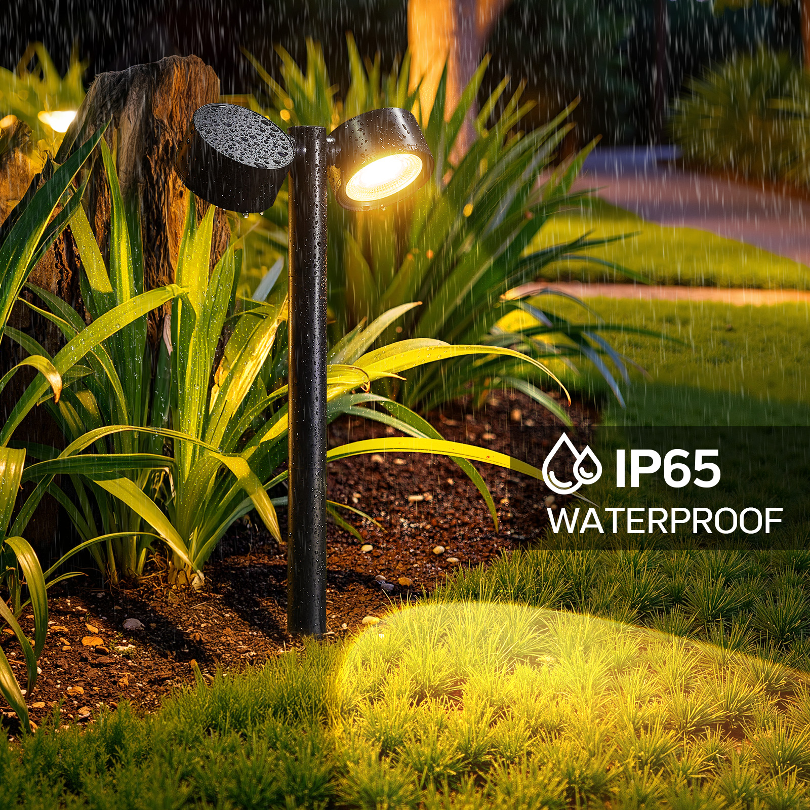 Factory New Design Outdoor Garden Lights Bright Landscape Bollard Lamp Rotate Solar Pathway Lights for Hotel Villa Garden Decor