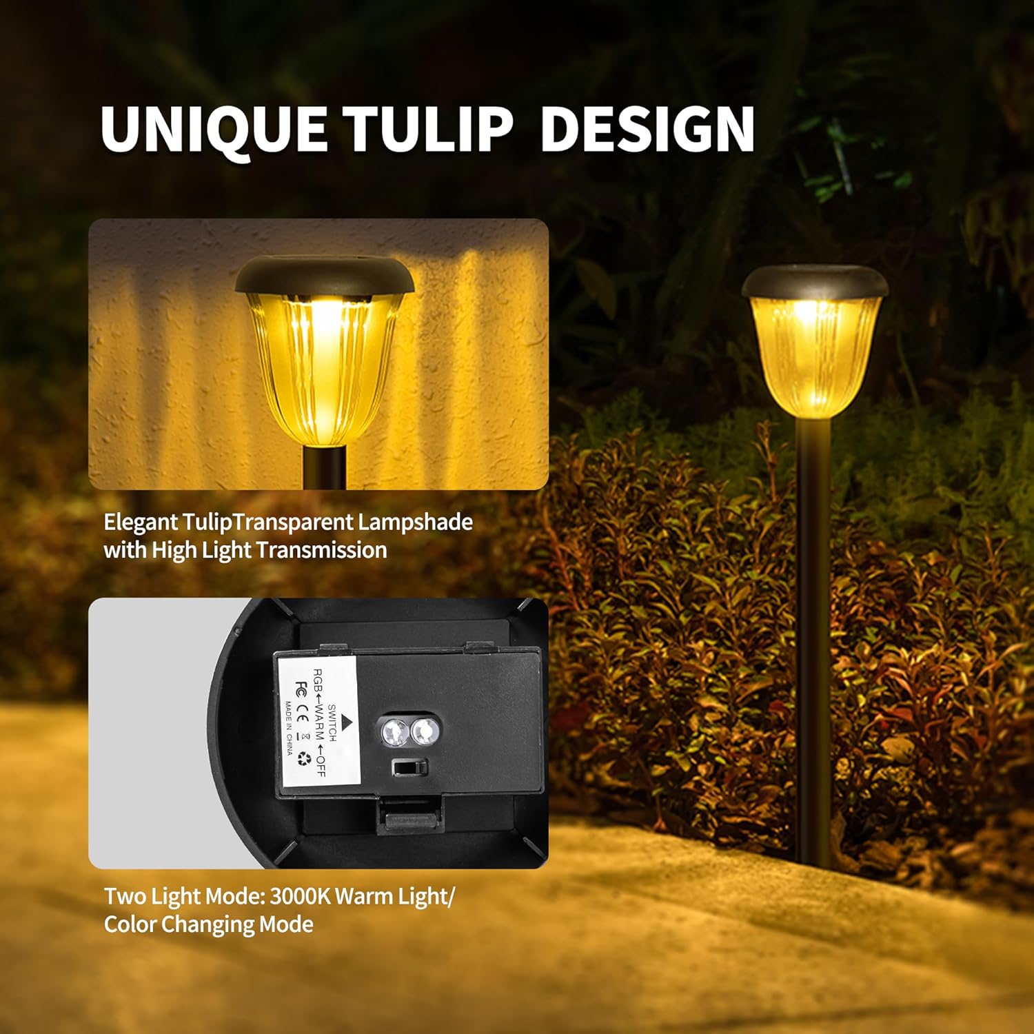 IP65 Waterproof Outdoor LED Solar Pathway Lights 2 Lighting Modes Auto On/Off Garden Yard Patio Lighting
