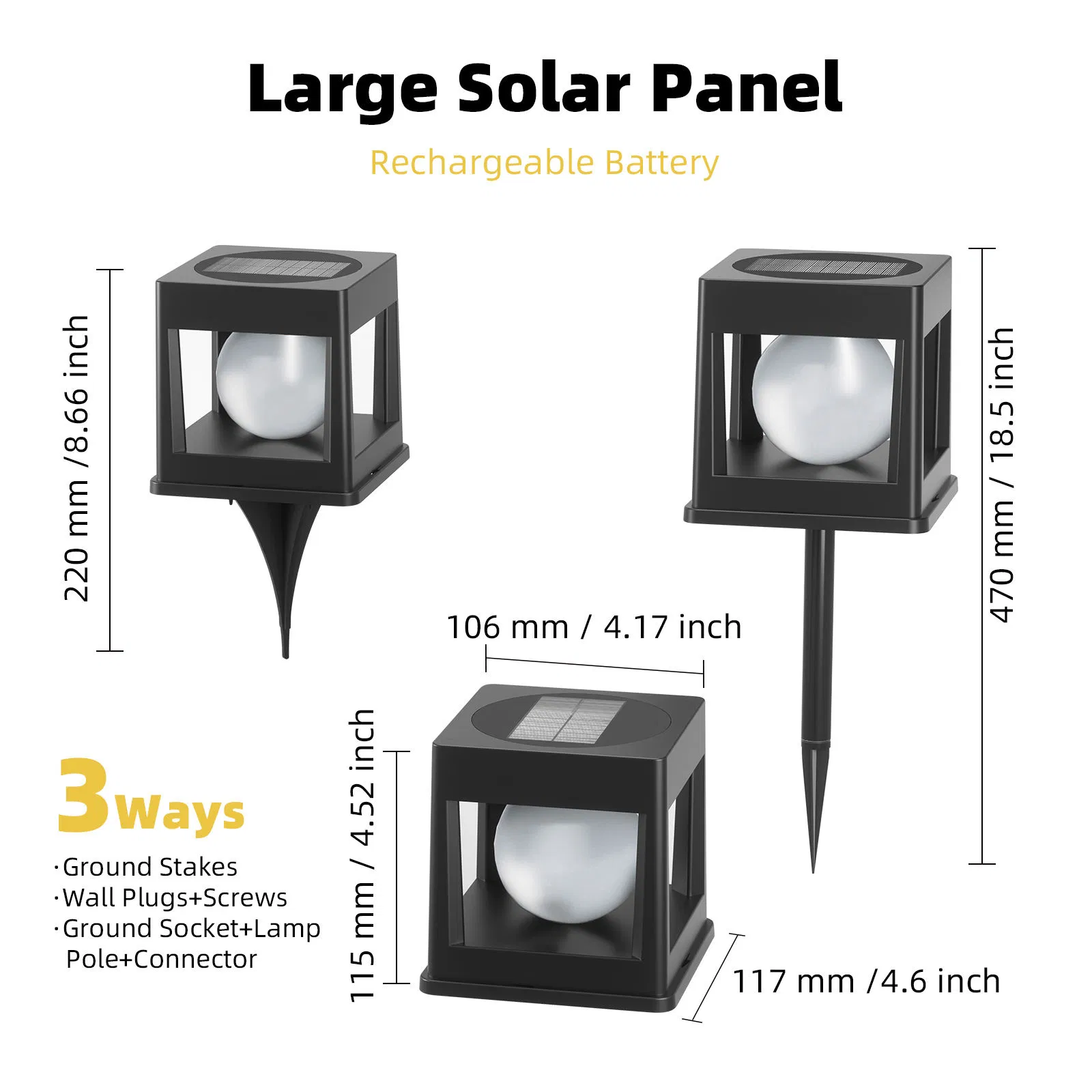Solar Powered Fence Post Cap Lights Waterproof Solar Landscape Ground Light