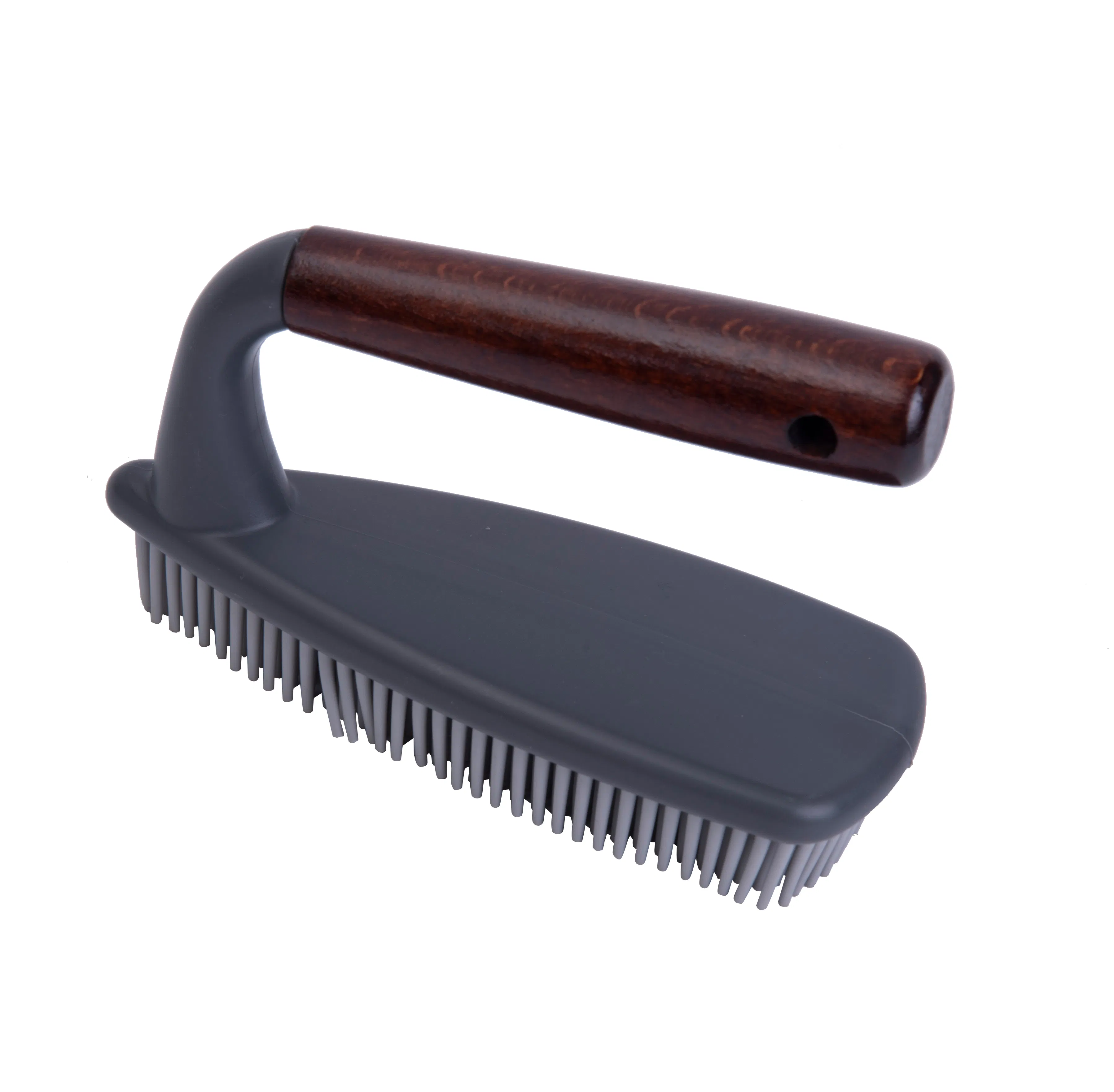 Bathroom Kitchen Non-Scratch Cleaning Scrub Brush with Wooden Ergonomic Handle