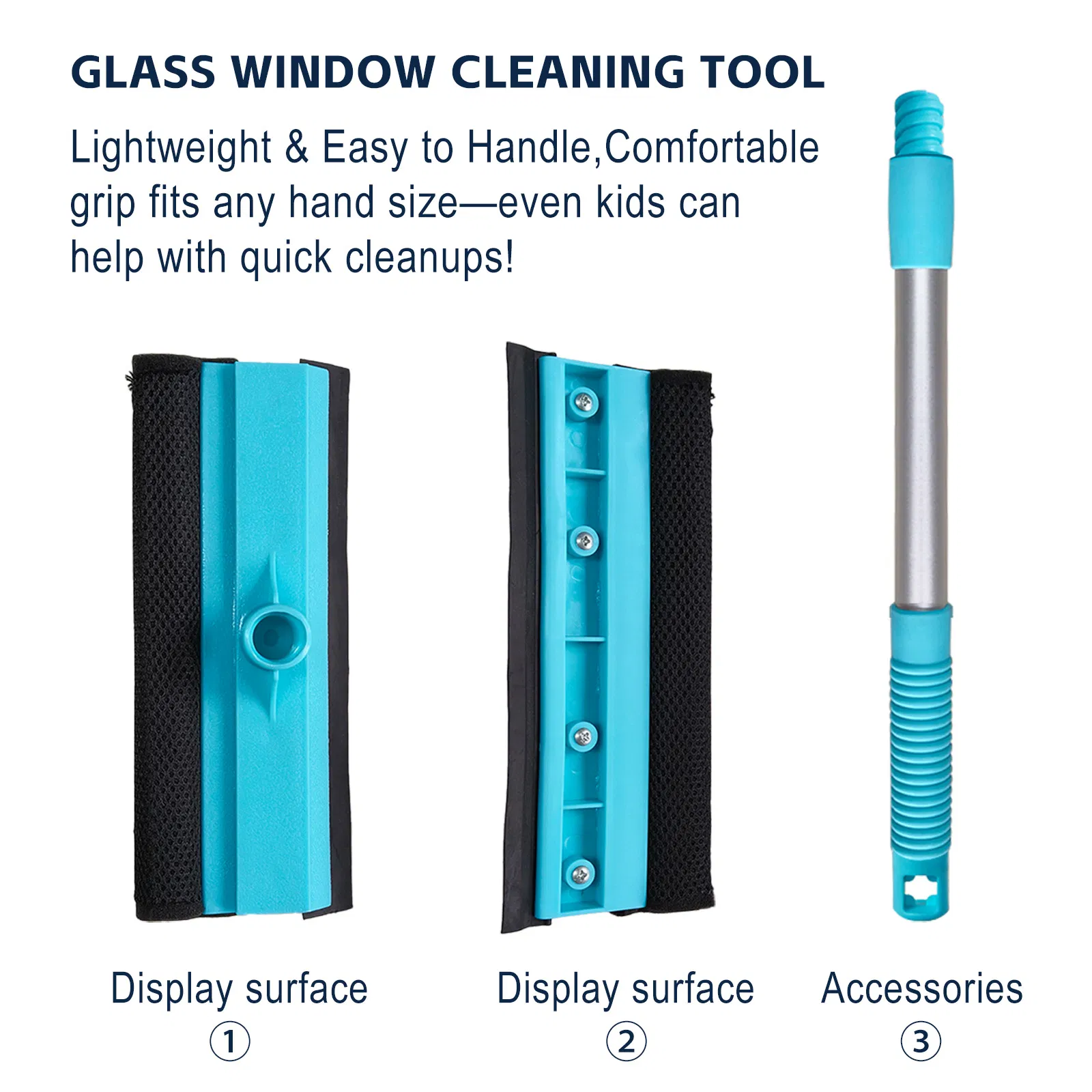 Multi-Surface Window Cleaning Tool with Absorbent Sponge and Silicone Blade