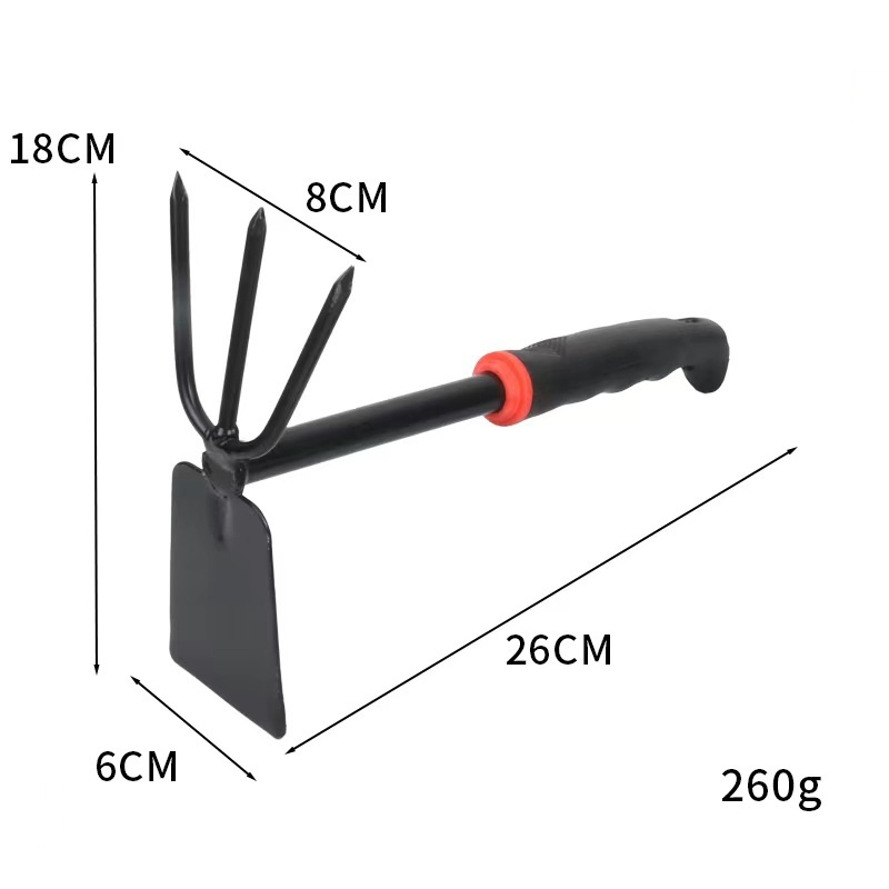 Short Plastic Handle Tool Garden Hoe Double Side Cultivator DIY Yard 32 Cm