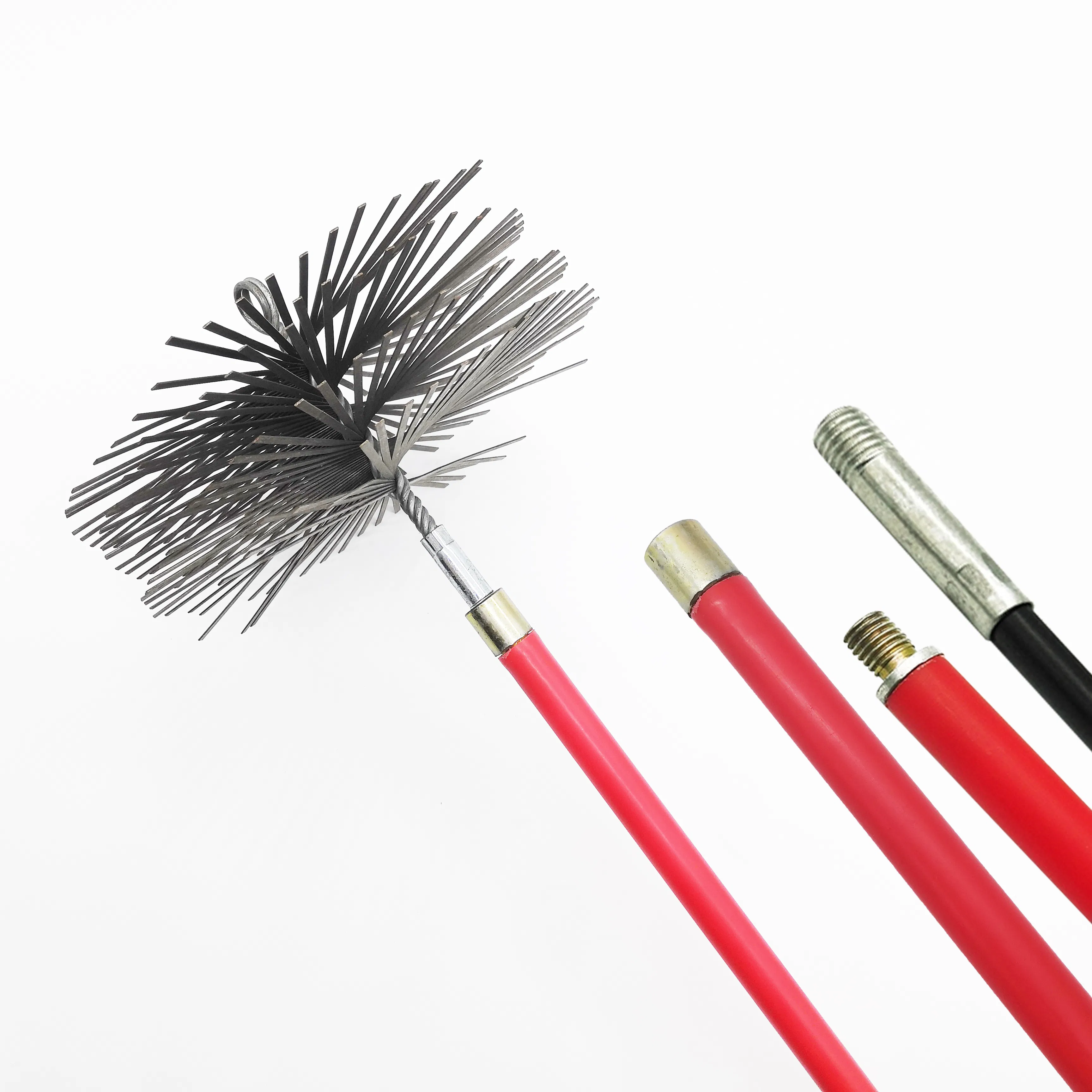 Durable Household Chimney Cleaning Kit Flat Steel Wire Chimney Sweeper Brush with Rods