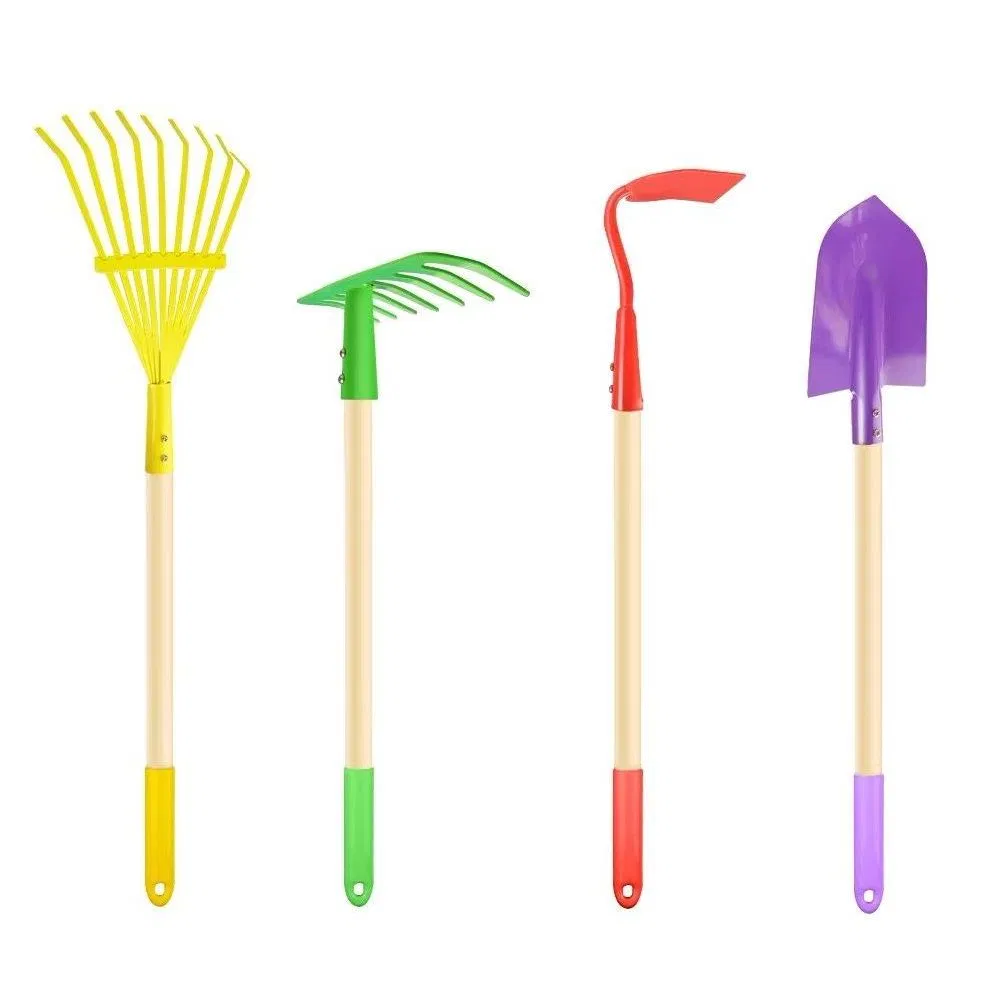 Children's Beach Garden Tool Set with Wood Handle Children's Shovels Long-Handled Hoes Plant Flowers Beach Combing Tools Planting Tools Succulent Gardening Tool