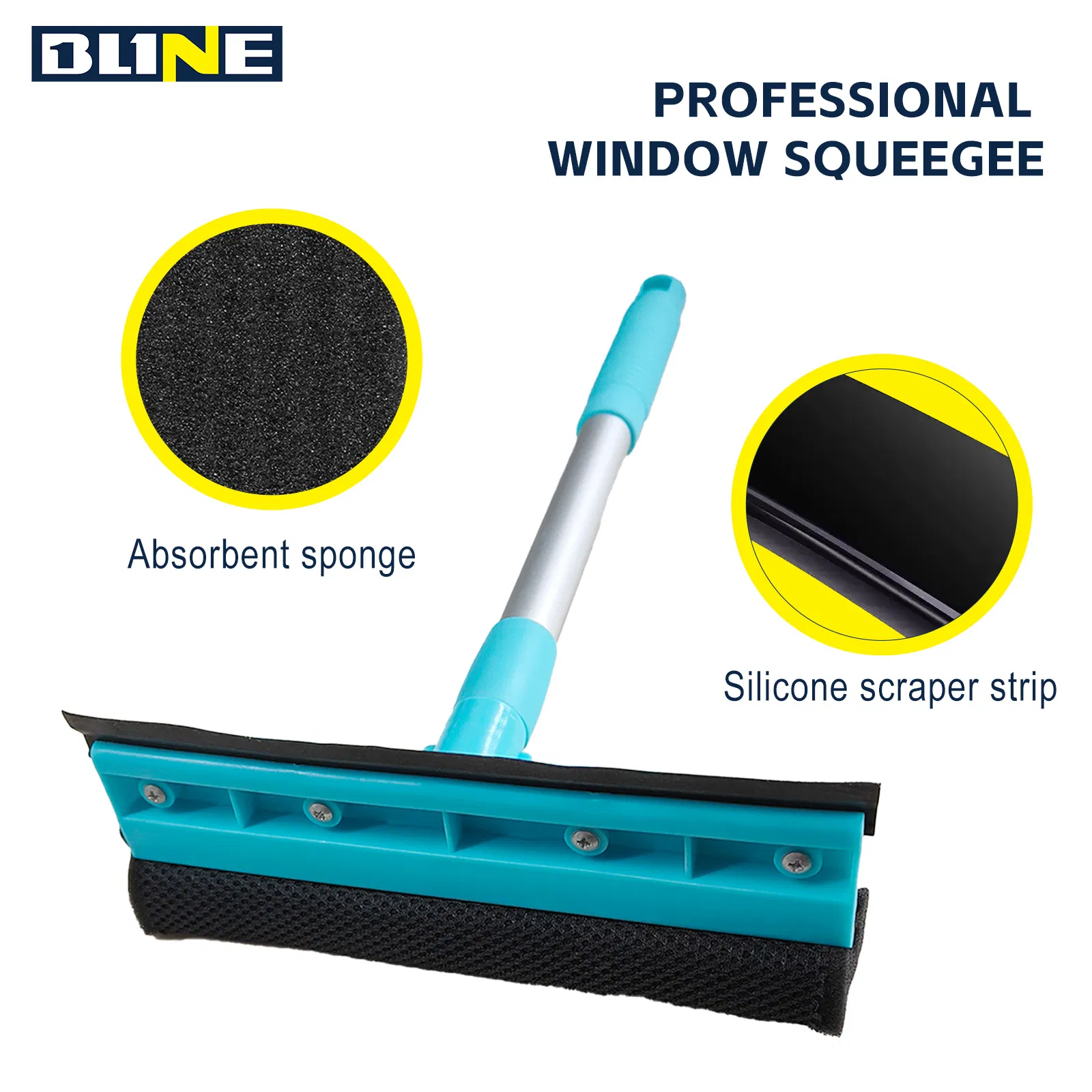 Multi-Surface Window Cleaning Tool with Absorbent Sponge and Silicone Blade