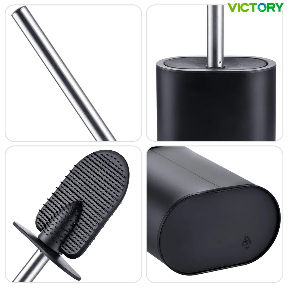 Bathroom Black Color Cleaning Brush Stainless Steel Toilet Brush with Holder