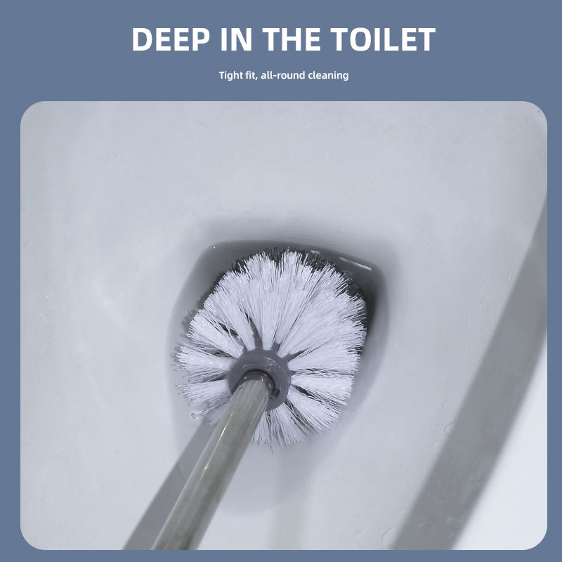 New Trend Eco-Friendly Toilet Brush with Stainless Steel Rod PP Brush Head Custom Colors Wall Hanging Hole for Bathroom Cleaning