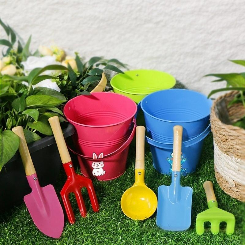 5PCS Kids Beach &amp; Garden Tool Set – Mini Metal Shovels with Wooden Handles for Digging, Sand Play &amp; Planting