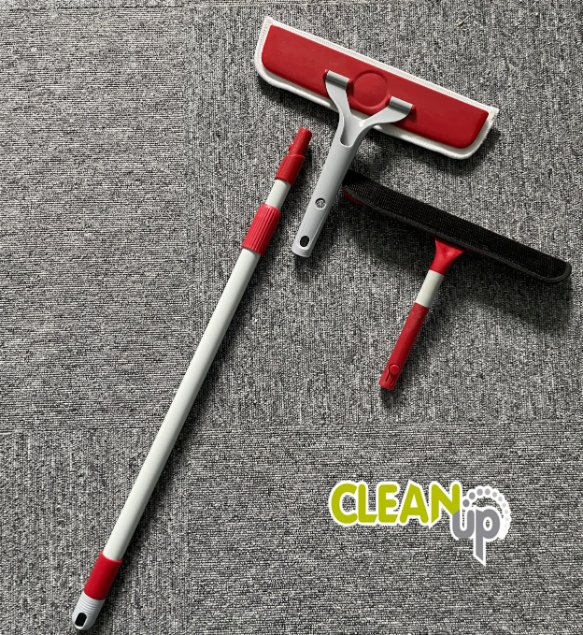 2 in 1 Window Cleaning Tool with Telescopic Handle for Car Indoor Outdoor High Windows