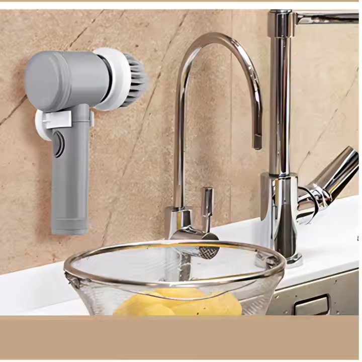 Multi-Purpose Six Grey Cleaning Brushes Ideal for Household Dusting Tasks