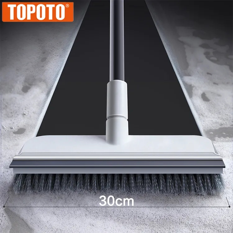 Topoto Wholesale 2 in 1 Adjustable Brooms and Cleaning Bathroom Brushes Floor Tile Cleaning Brush