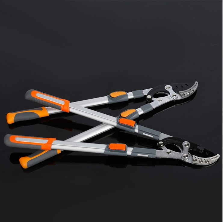 Telescopic Long Length Scissor Hedge Anvil Shear Anti-Slip Grip Garden Pruning Hand Tool Ratchet Cut Tree Branch