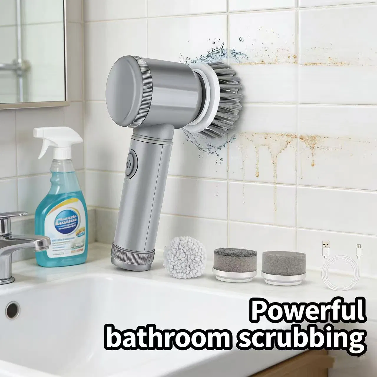 Multi-Purpose Six Grey Cleaning Brushes Ideal for Household Dusting Tasks