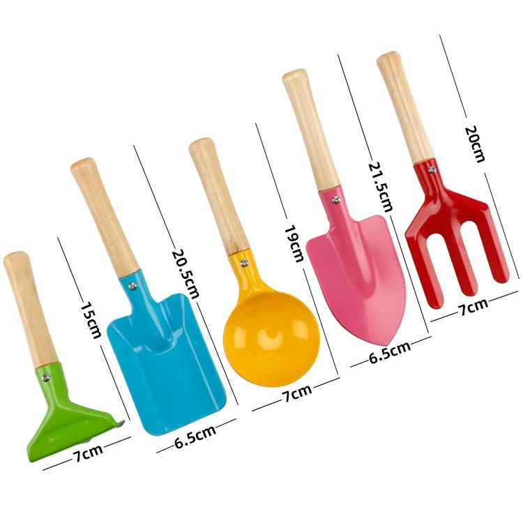 5PCS Kids Beach &amp; Garden Tool Set – Mini Metal Shovels with Wooden Handles for Digging, Sand Play &amp; Planting
