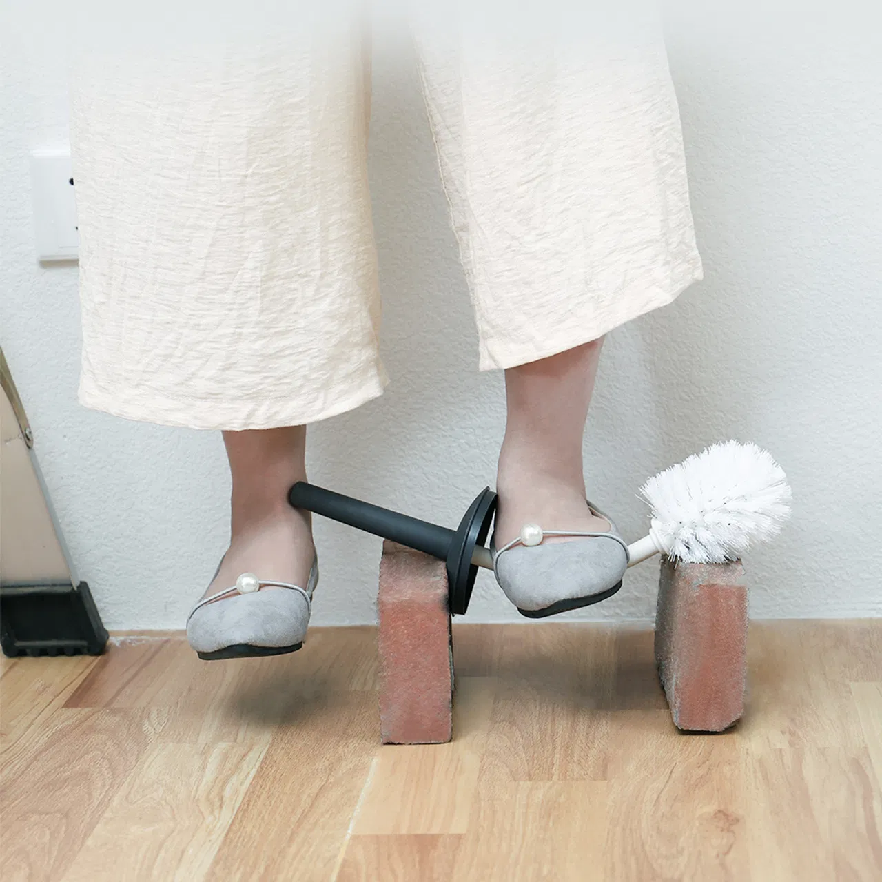 Bathroom Cleaning Brush Storage on The Floor