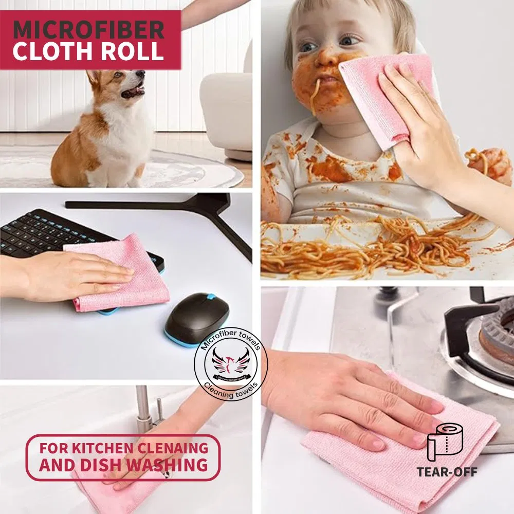 Microfiber Cloth in Roll for Kitchen Cleaning, Dish Washing, Household Cleaning