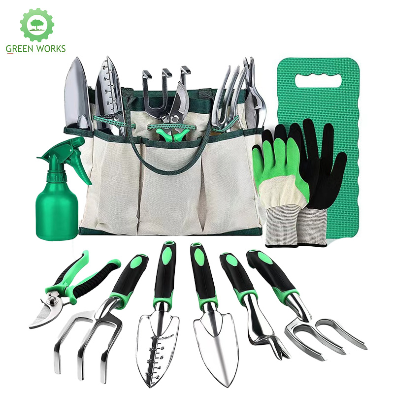10-Piece Compact Garden Tools with Shear Shovel Rake Easy Storage Kit for Home Garden Tree Trimmer