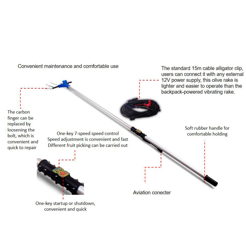 Fullas 120W FPH12 Electric Vibrating Olive Fruit Picker Harvester Garden use Tool Portable