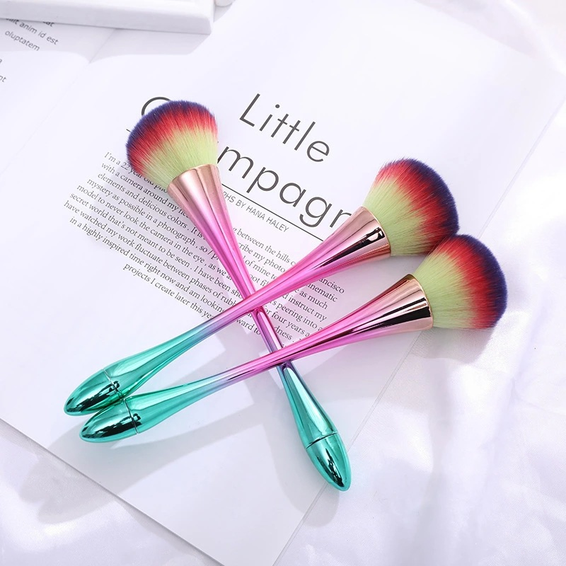 2022 Fashion Handle Nail Dust Brush Rainbow Makeup Cosmetics Brush Colorful Nail Dust Removal Cleaner Tool