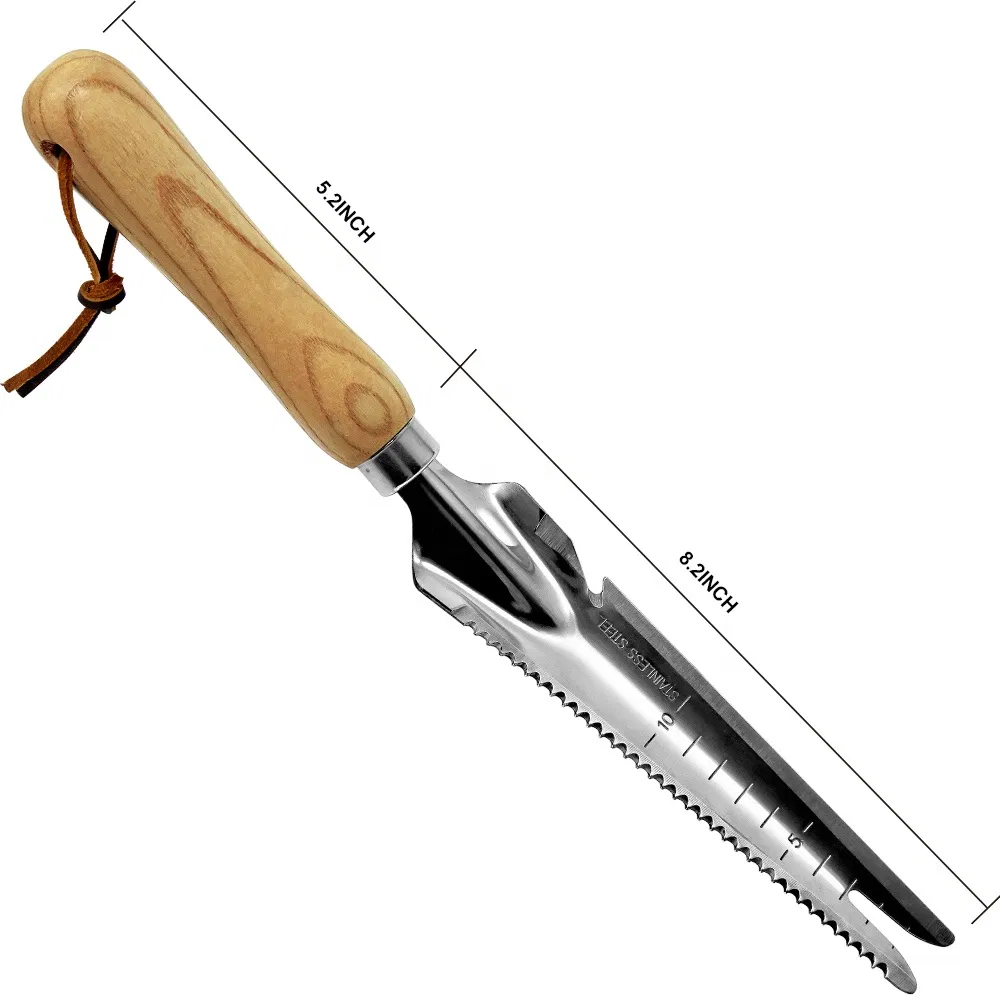 Garden Hand Tool Sets Multifunction 5-in-1 Weeder Puller for Transplant, Cutting, Digging, Measuring and Pruning