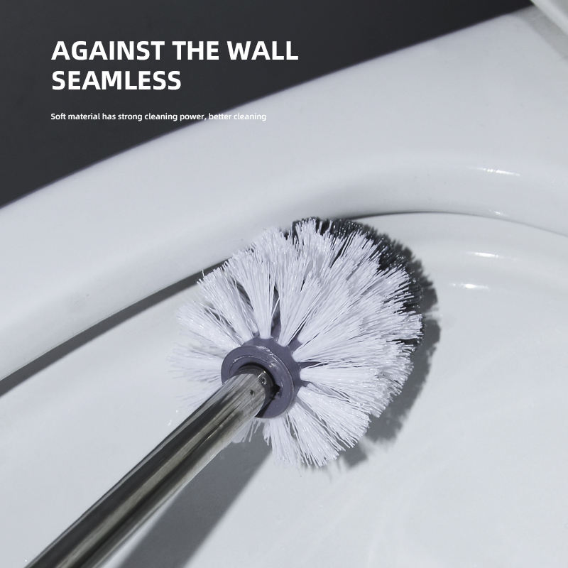 New Trend Eco-Friendly Toilet Brush with Stainless Steel Rod PP Brush Head Custom Colors Wall Hanging Hole for Bathroom Cleaning
