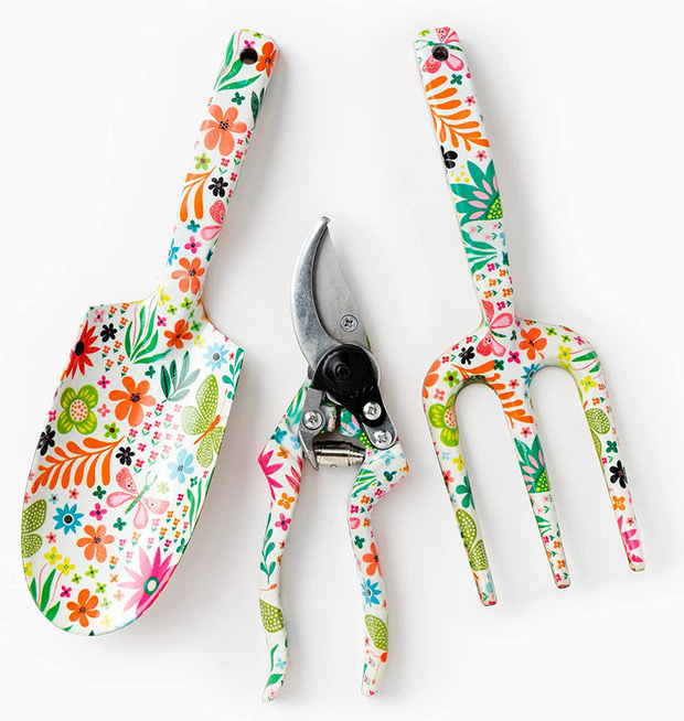 Printed Aluminum Garden Tools Combination Set - Stainless Steel Trowel &amp; Rake Kit