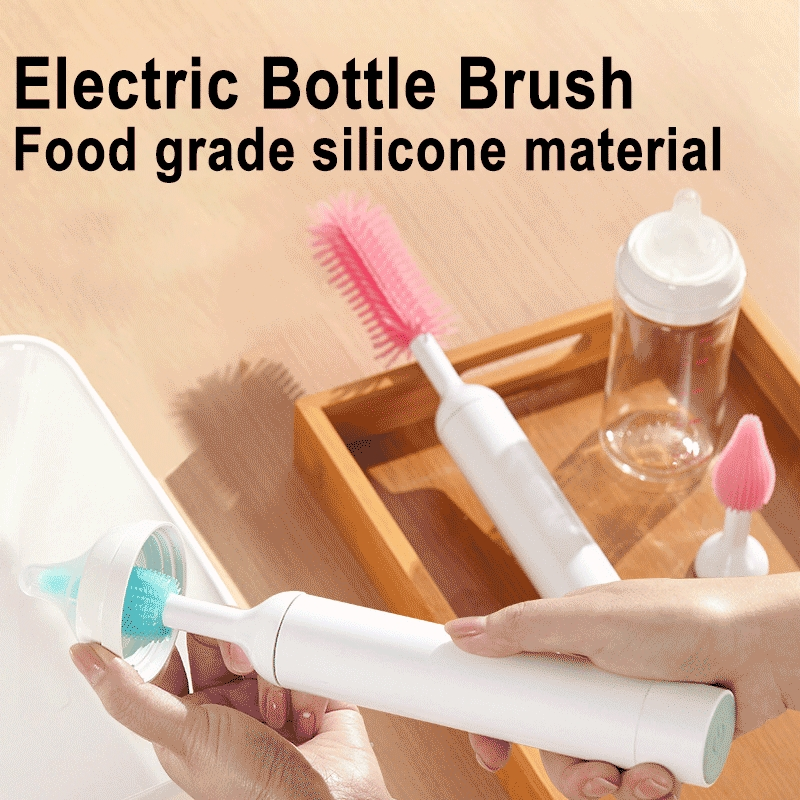 Electric Silicone Bottle Cleaning Brush Set 3 PCS Long Hand-Designed Household Brushes