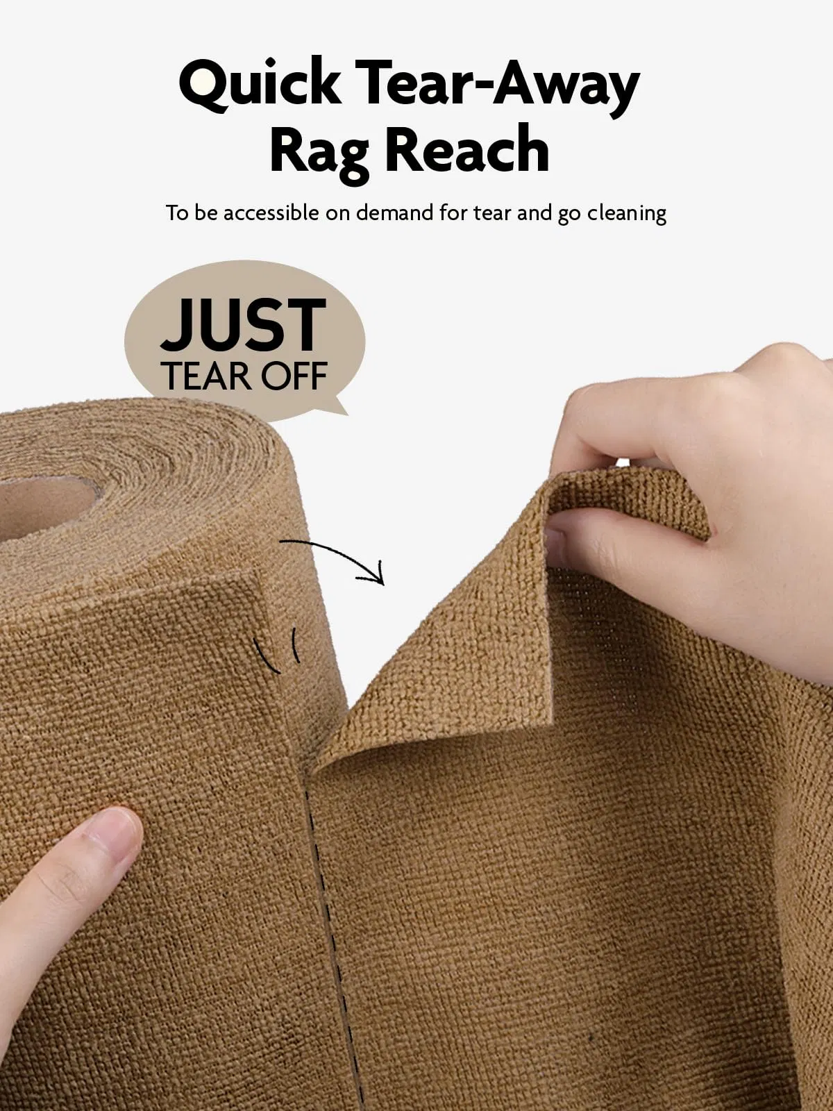 Fantasticlean Reusable 40 Pack Microfiber Rag Cleaning Cloth Tear Away Microfiber Paper Roll Kitchen Cleaning Paper Towels for Home (Tan)