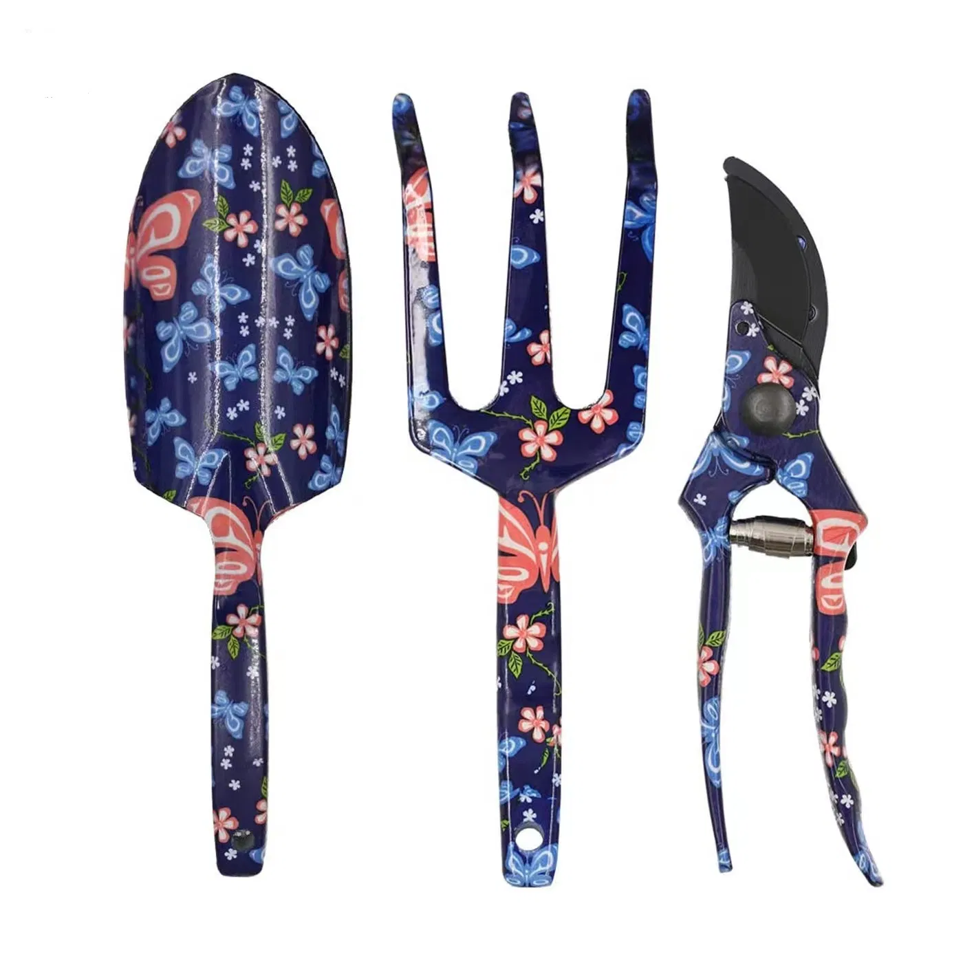 Printed Aluminum Garden Tools Combination Set - Stainless Steel Trowel &amp; Rake Kit