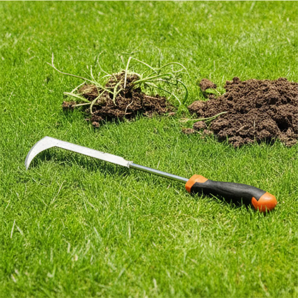 L-Shaped Weeding Tool for Efficient Grass Cutting and Garden Maintenance