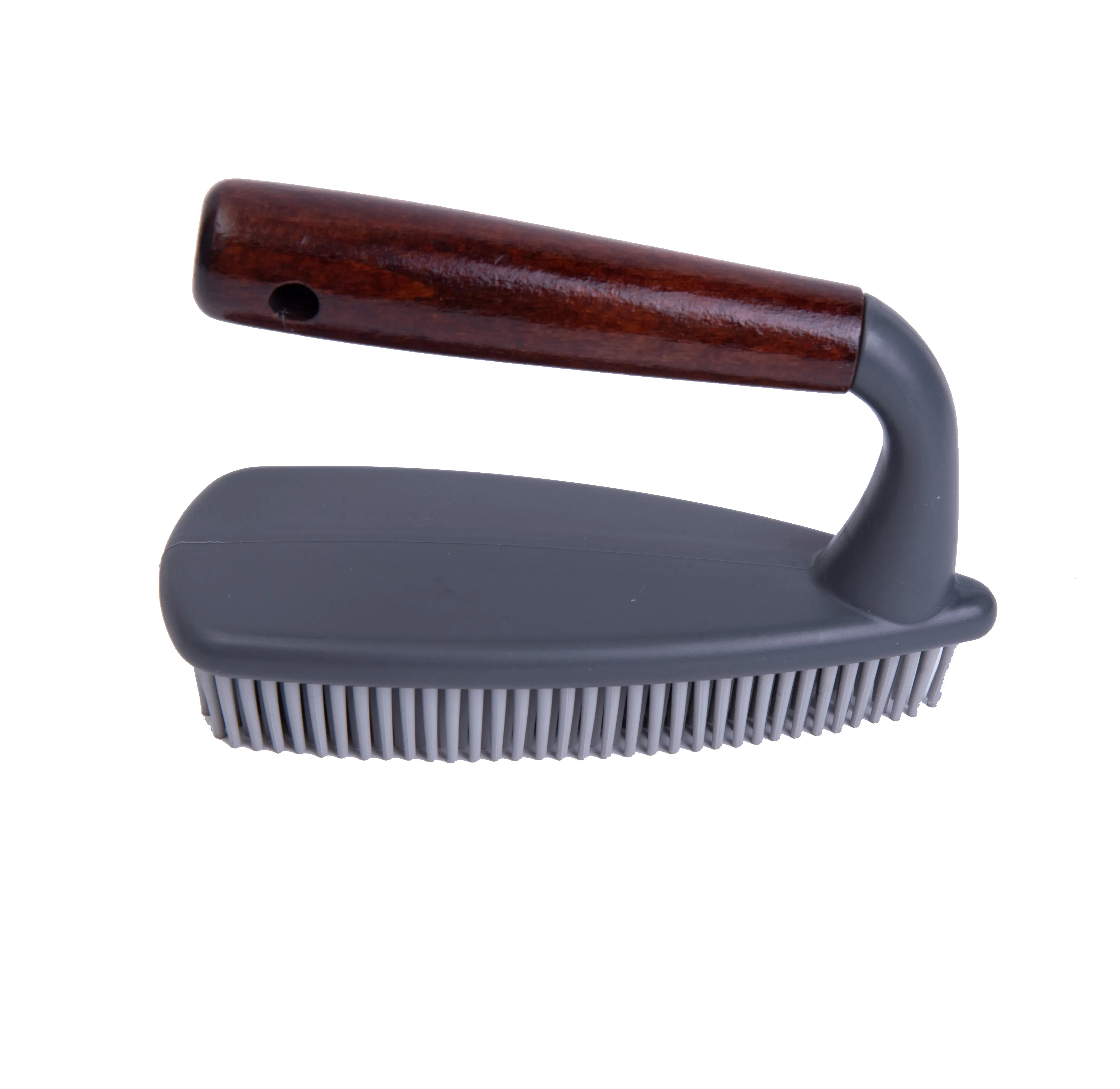 Bathroom Kitchen Non-Scratch Cleaning Scrub Brush with Wooden Ergonomic Handle