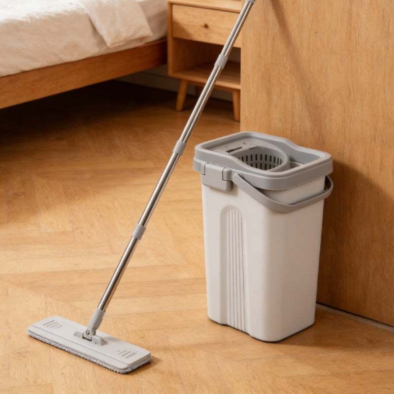 Microfiber Quick Clean Mop with Anti Slip Handle and Sturdy Bucket for Safe Cleaning