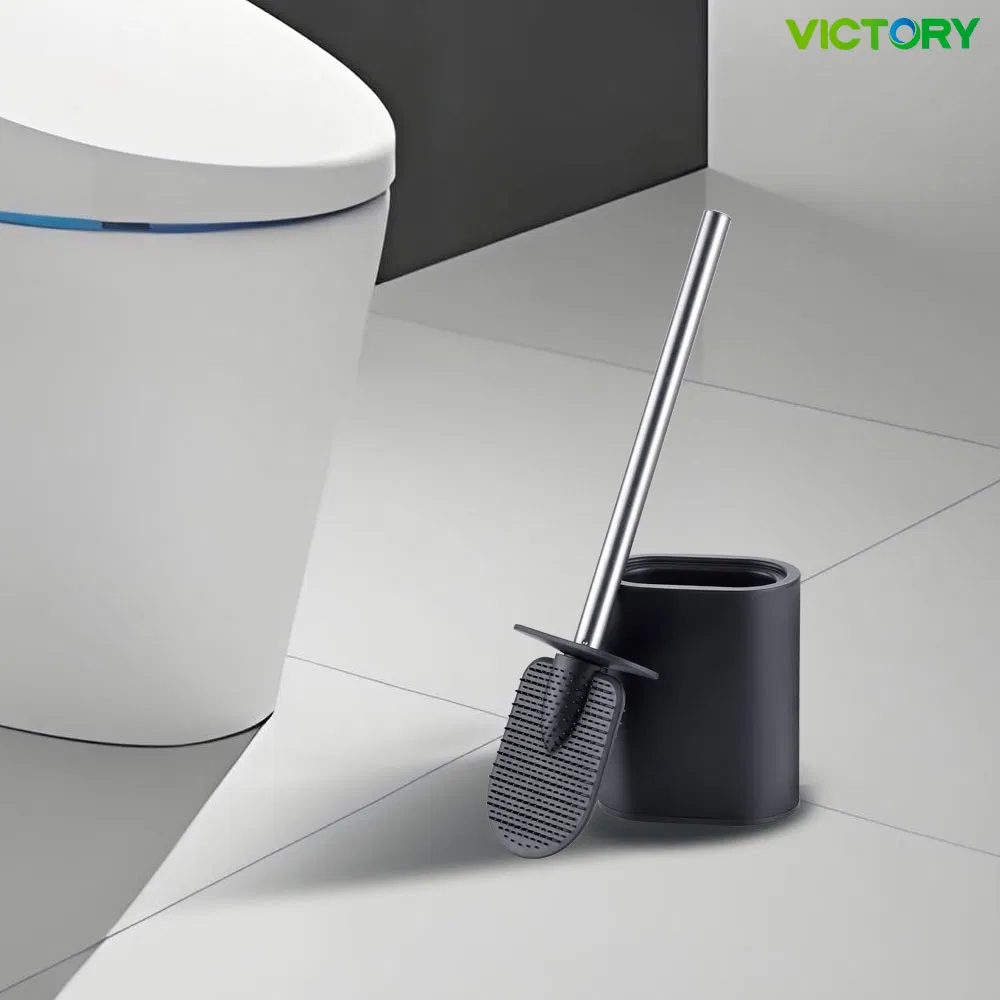 Bathroom Black Color Cleaning Brush Stainless Steel Toilet Brush with Holder