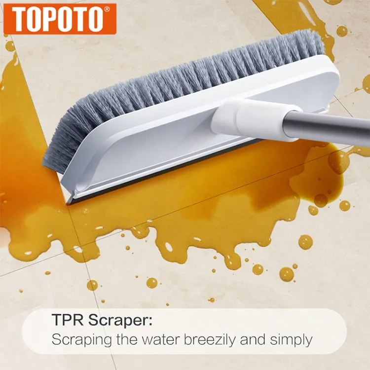Topoto Wholesale 2 in 1 Adjustable Brooms and Cleaning Bathroom Brushes Floor Tile Cleaning Brush