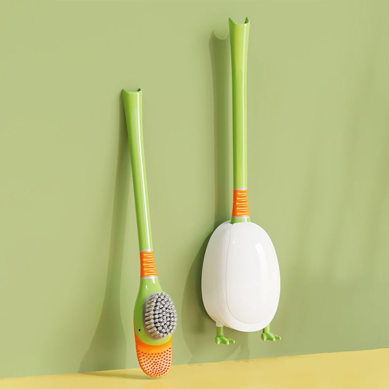 Cute Duck Toilet Cleaning Brush Wall Mounted Hanging Bathroom Brush