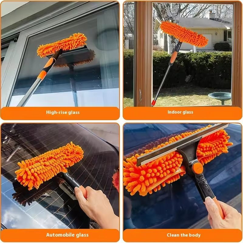 Two-in-One Microfiber High-Rise Dual-Sided Scraper High-Efficiency Bathroom Cleaning and Housekeeping Tool