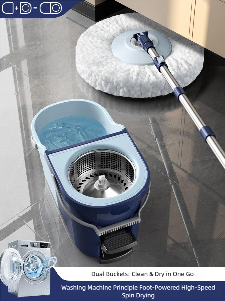 Modern Foot-Operated Bucket Clean and Dirty Separation Spin Mop for Household Cleaning