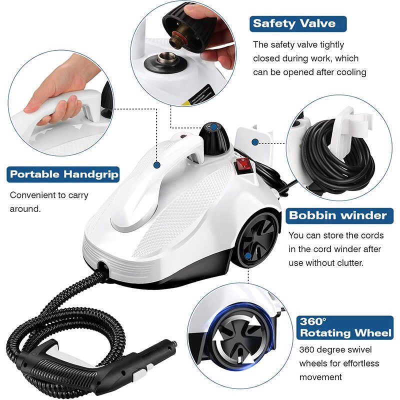 High Temperature Steam Cleaner Portable Electric Steam for Carpet Floor Kitchen and Car High Pressure Powerful Steam Cleaning