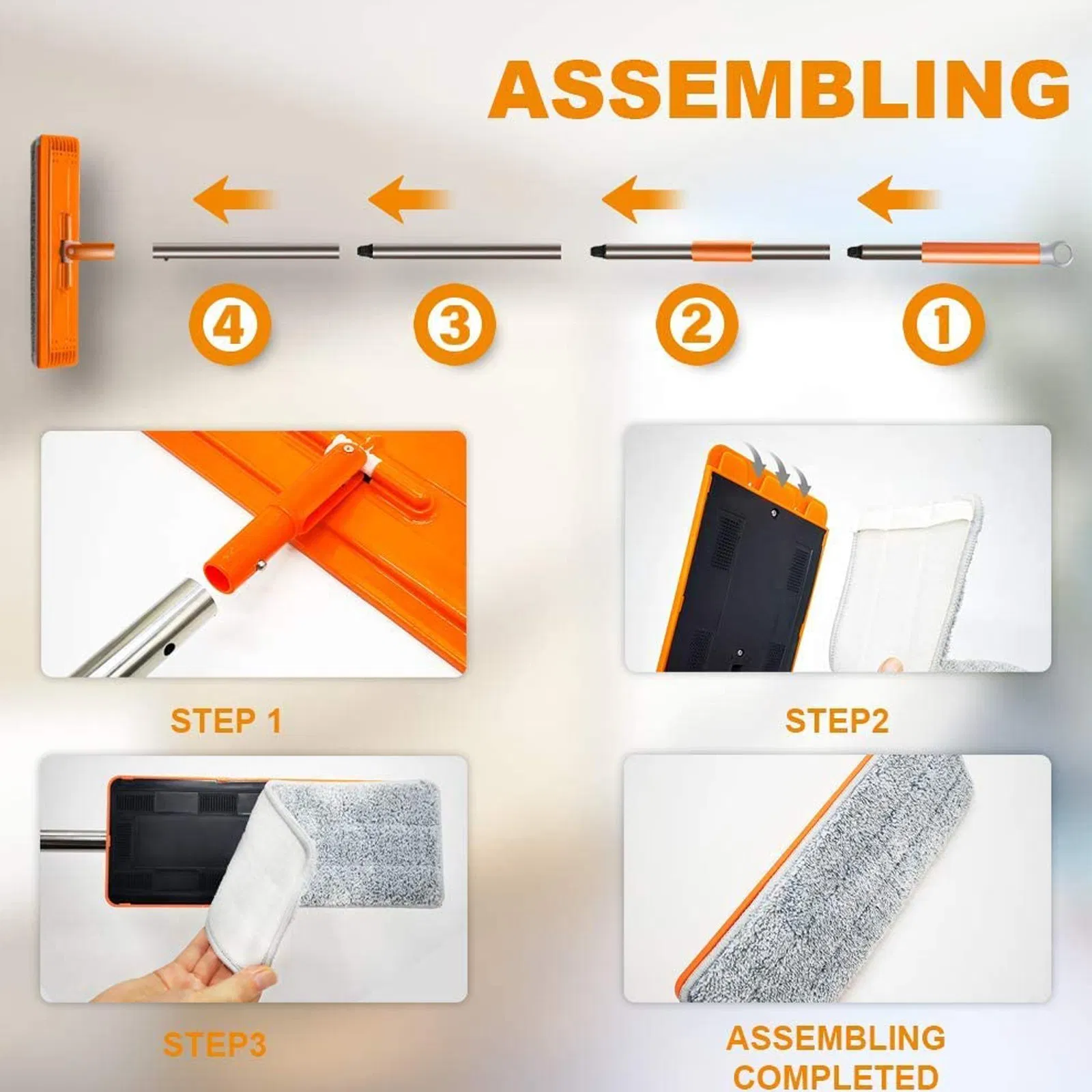 Microfiber Easy Squeeze Flat Mop and Bucket with Wringer Set, Hands Free Wet and Dry Floor Cleaning Mop with Washable Microfiber Refill