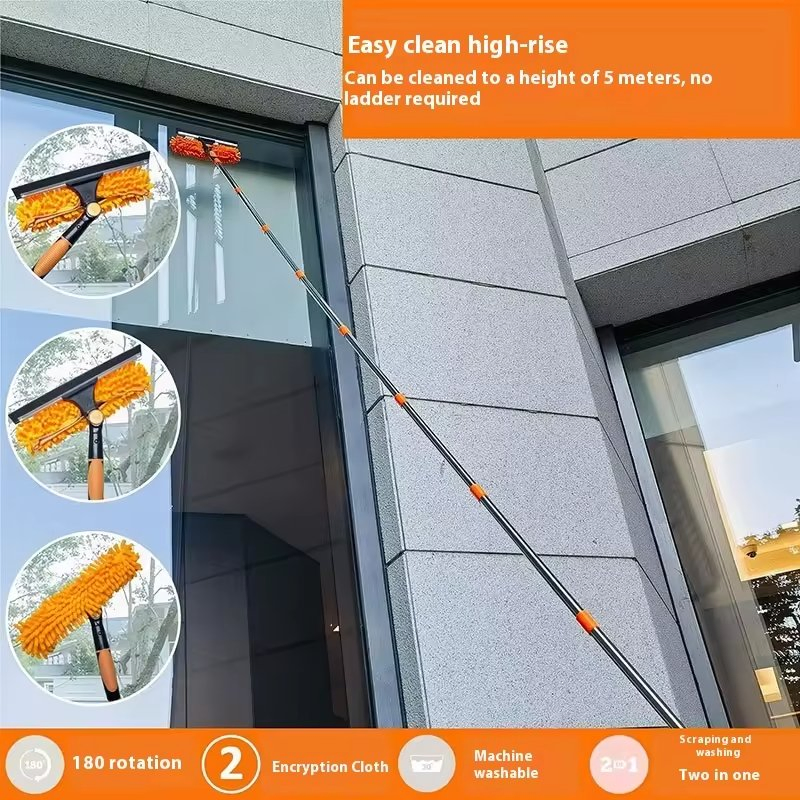 Two-in-One Microfiber High-Rise Dual-Sided Scraper High-Efficiency Bathroom Cleaning and Housekeeping Tool