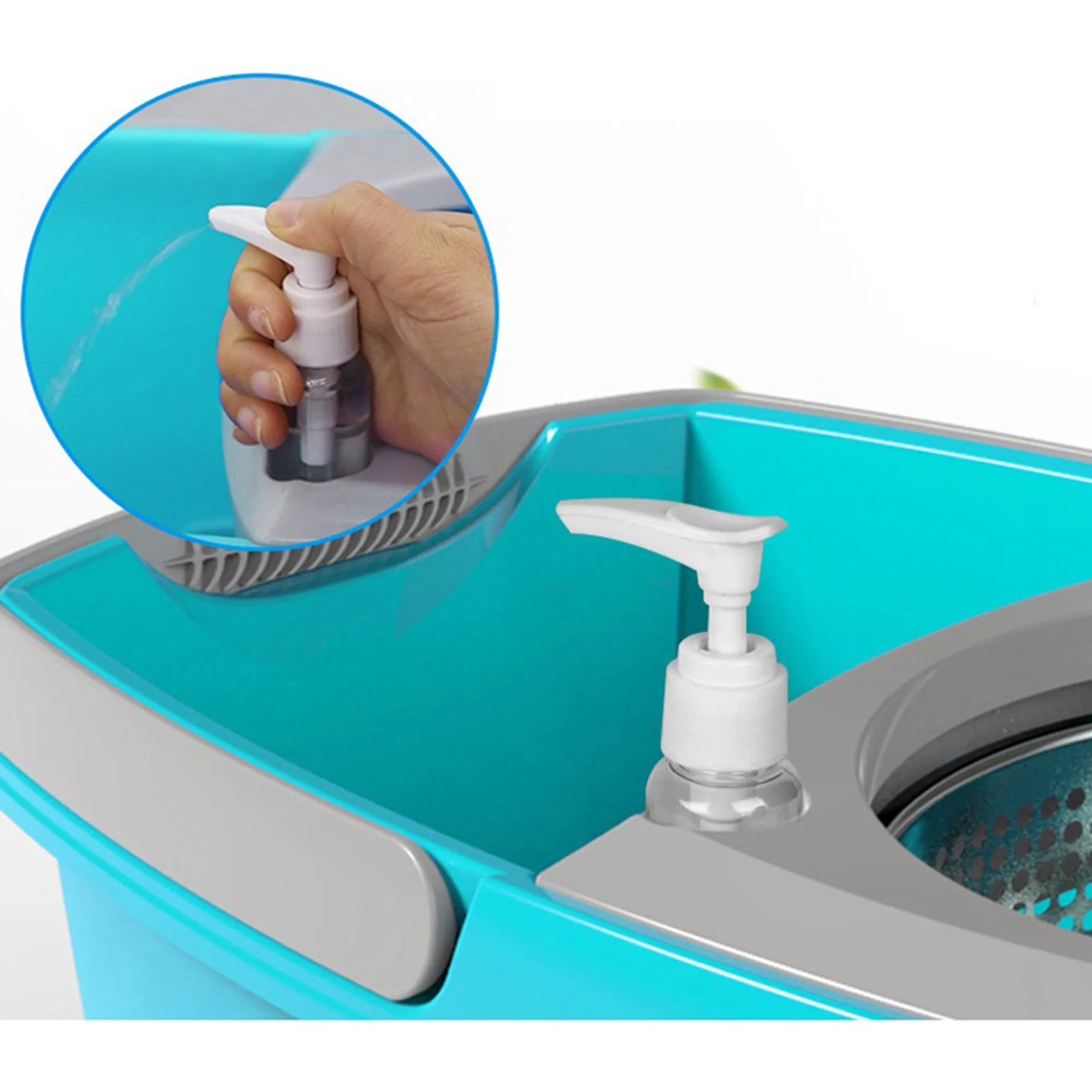 Floor Cleaning System with 6 Microfiber Replacement Head Refills Spin Mop Bucket System