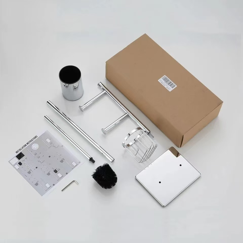 Floor Standing Toilet Paper Holder 304 Stainless Steel Integrated Bathroom Accessories Toilet Brush Holder Cleaning Tools