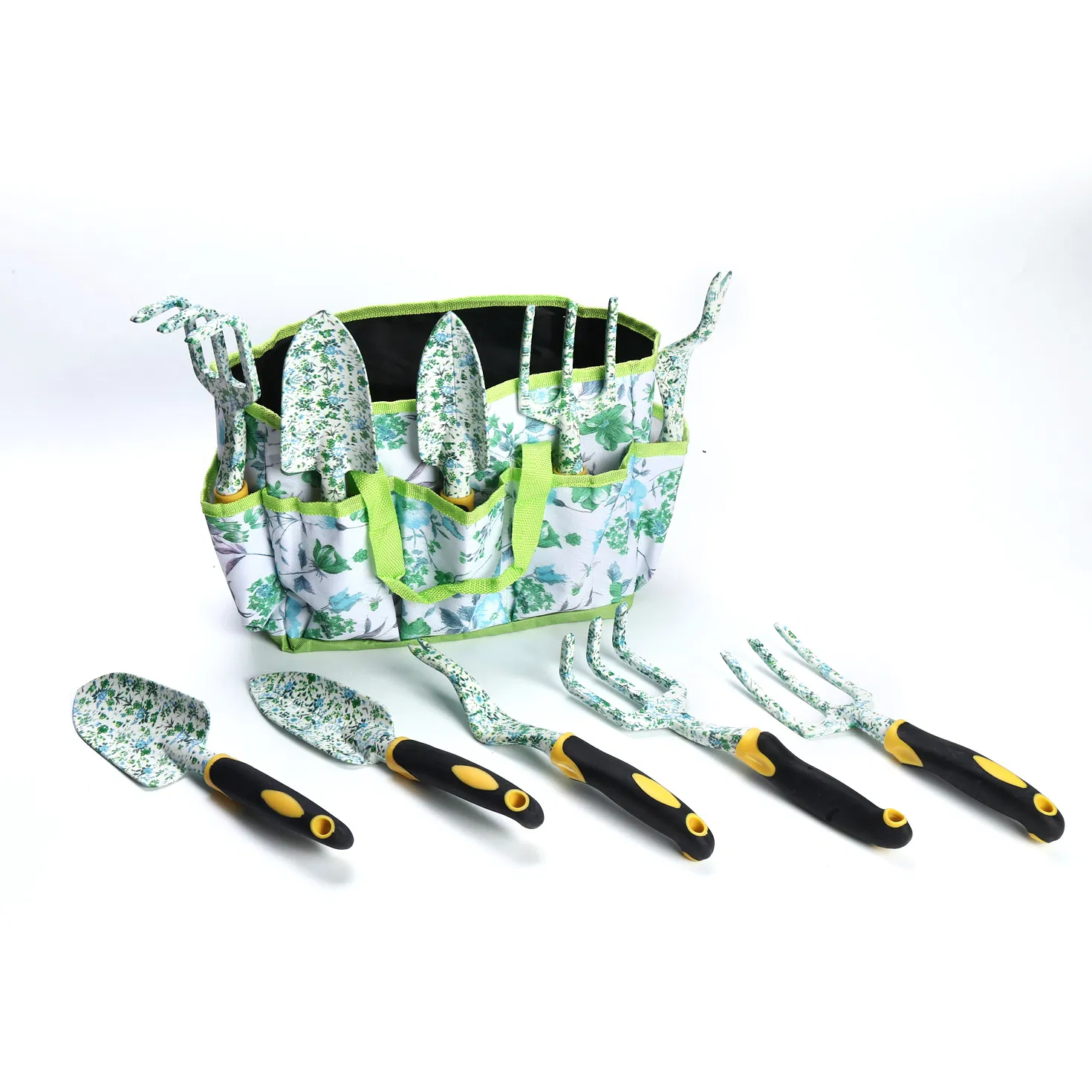 Pink Girls Gardening Gift 10pieces Aluminum Steel Weeder Fork Rake Trowel Pruner Digging Garden Tools with Cute Bag