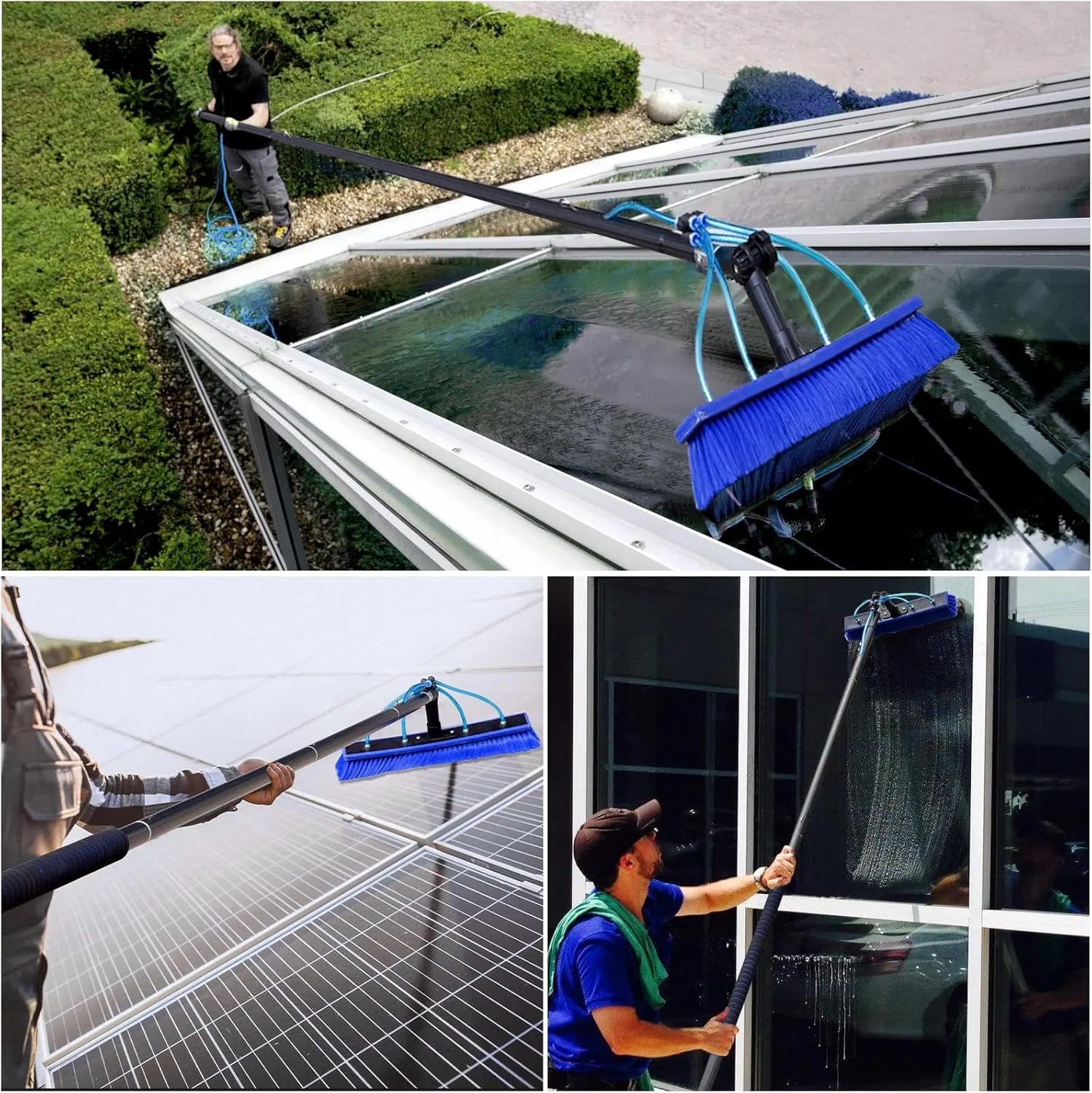 Blue Window Cleaning Tool with Aluminum Handle for Solar Panels